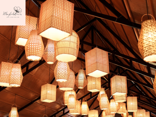 Đèn treo trang trí chất liệu tre mây